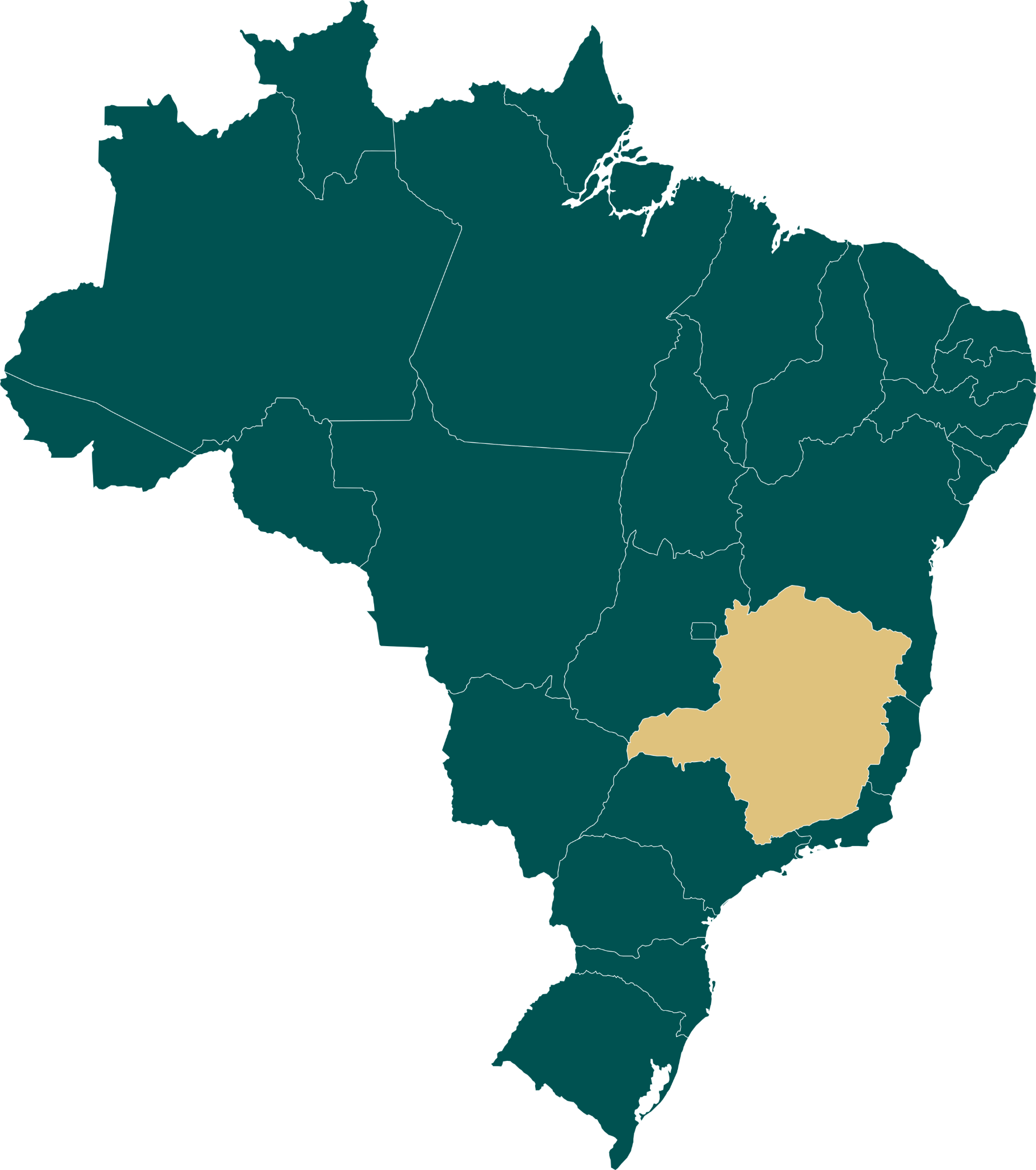 Mapa do Brasil com Minas Gerais destacado e Belo Horizonte como base de atendimento